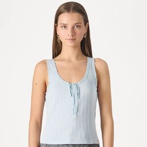 GAP x Doen baby blue pointelle Lace-Trimmed Button Tank Top - Light Blue